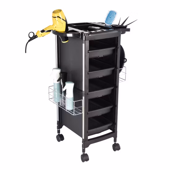 블랙 살롱 스파 뷰티 롤링 카트 스토리지 카트 주최자 헤어 드라이어 홀더 4 바퀴와 헤어 살롱
